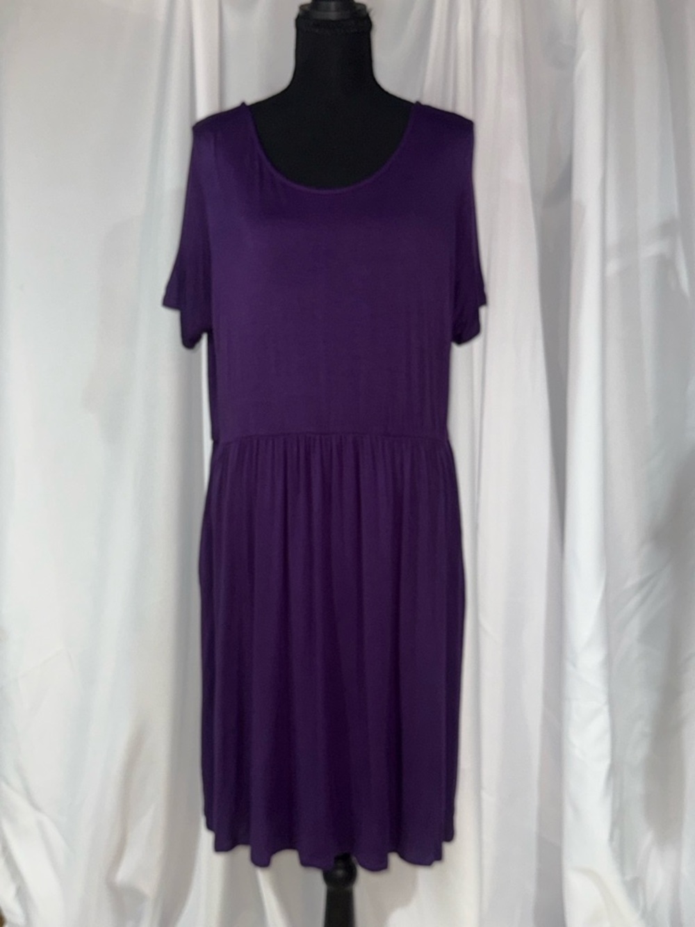 Honey and Lace Deep Purple Short Sleeve Midi Dress